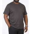 Thumbnail Stone tall T-shirt with small chest logo, worn on model.